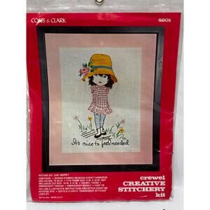 Vintage New Moppet Girl 'It's Nice To Feel Needed' 5801 crewel Embroidery